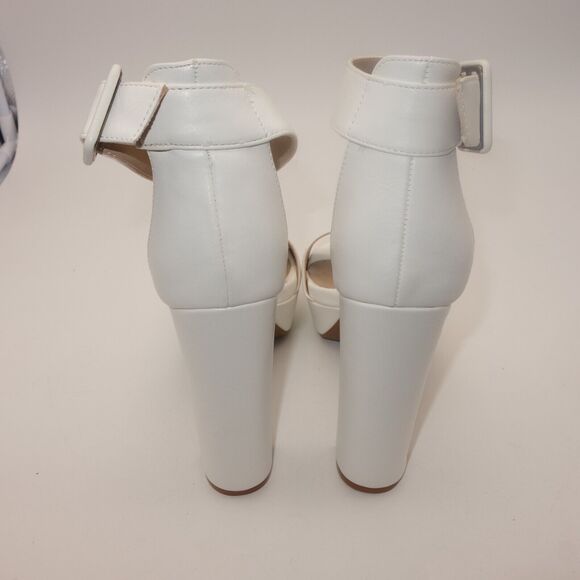 NEW Dream Pairs Women's 6 Hi Lo Ankle Strap Open Toe Chunky Platform Heels White - Picture 5 of 9